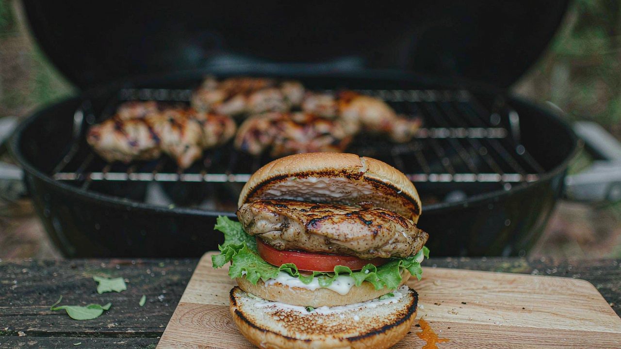 Kyllingeburger på grill